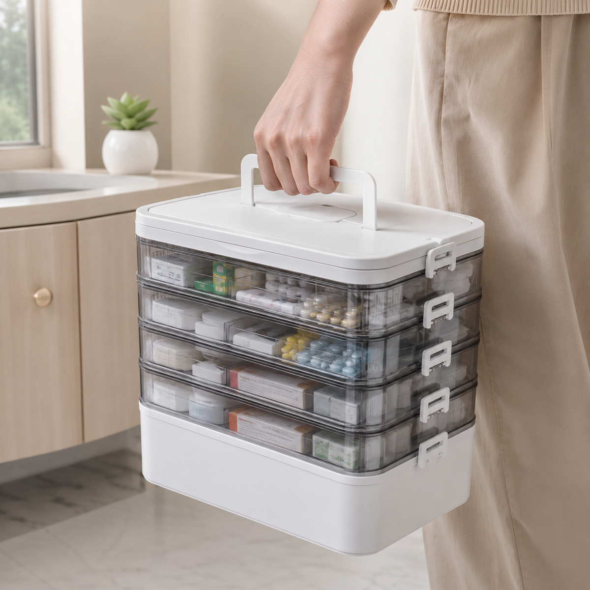 Multi-Layer Medicine Organizer Box