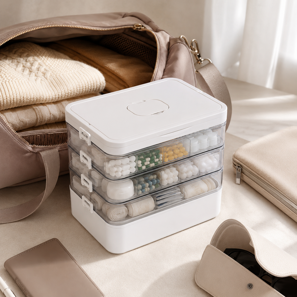 Multi-Layer Medicine Organizer Box