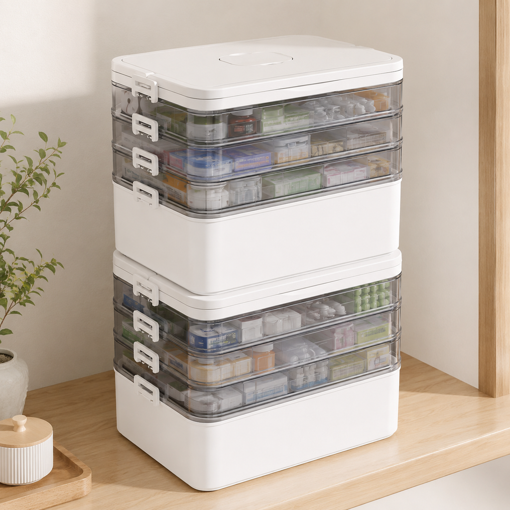 Multi-Layer Medicine Organizer Box