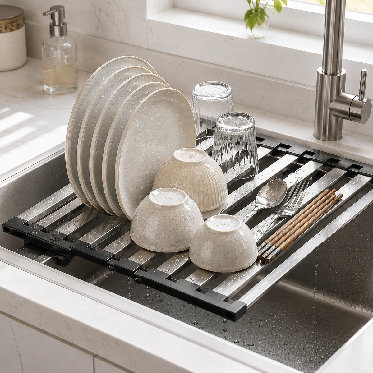 Telescopic Over-Sink Dish Rack