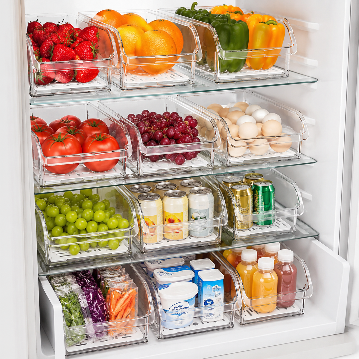 Clear Fridge Organizer Bins