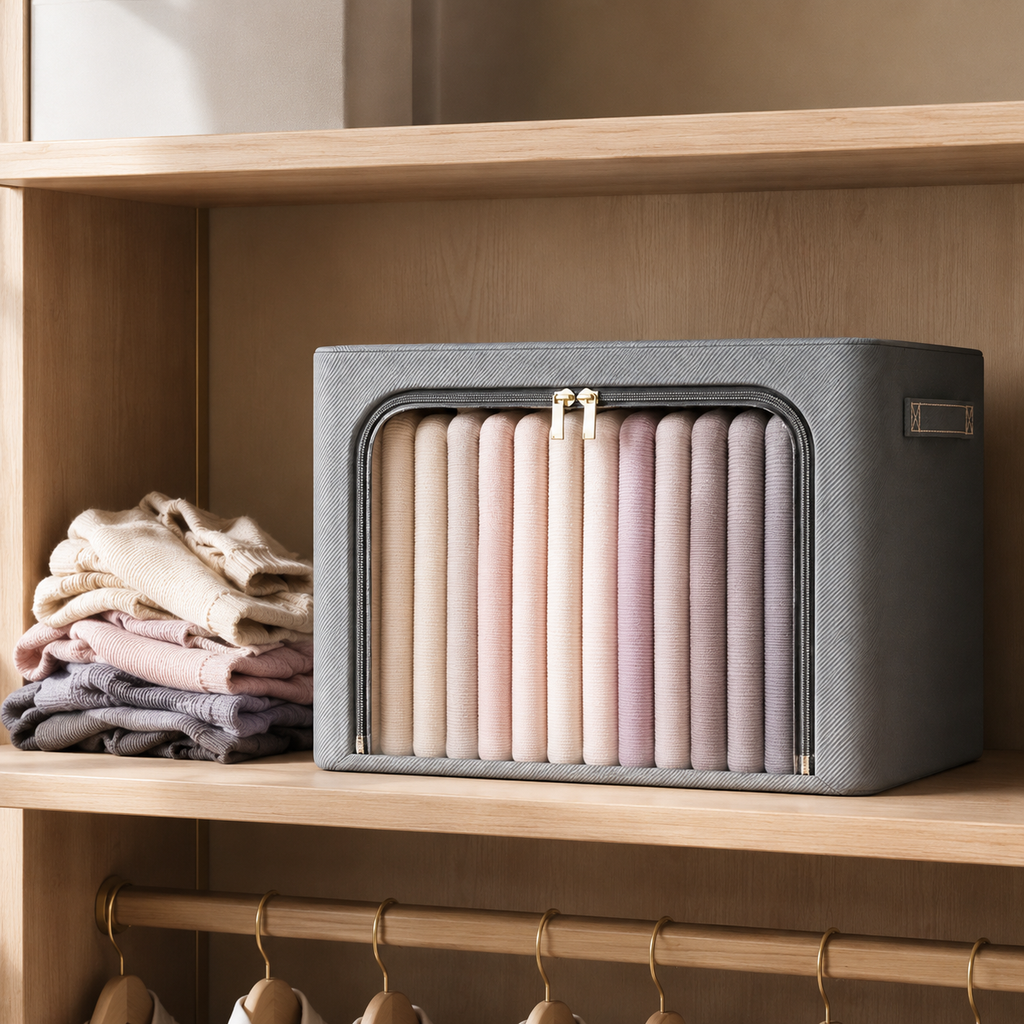 Large Divided Fabric Storage Bin