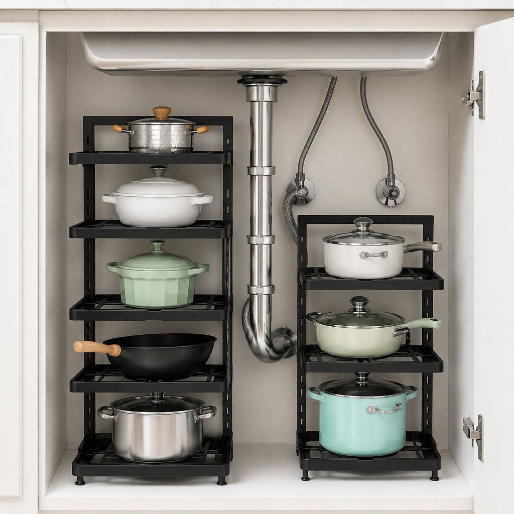 Adjustable Under-Sink Shelf