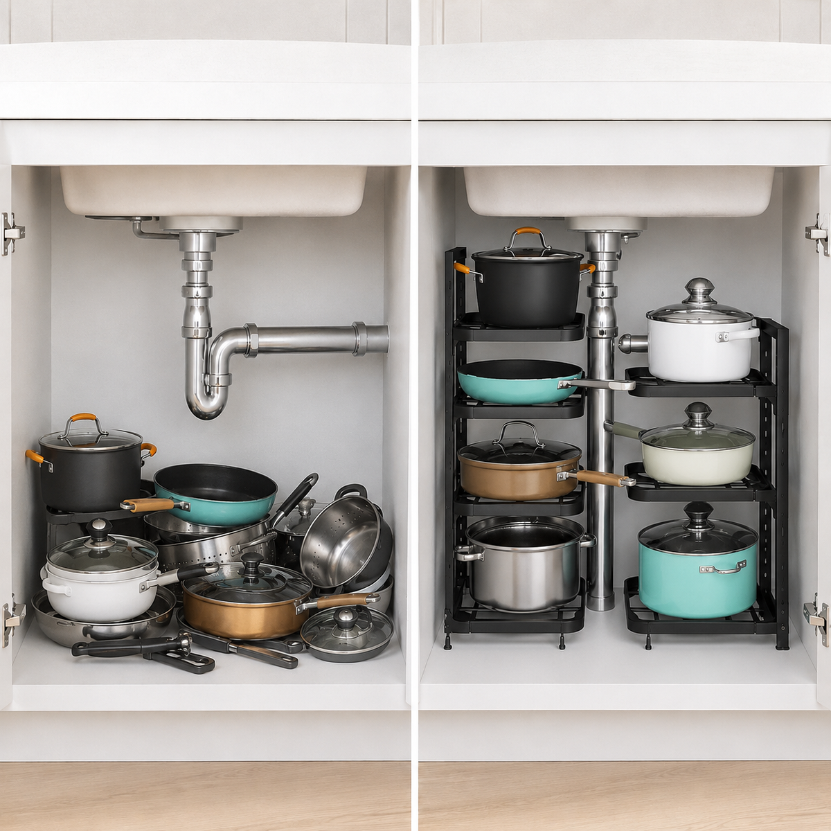 Adjustable Under-Sink Shelf