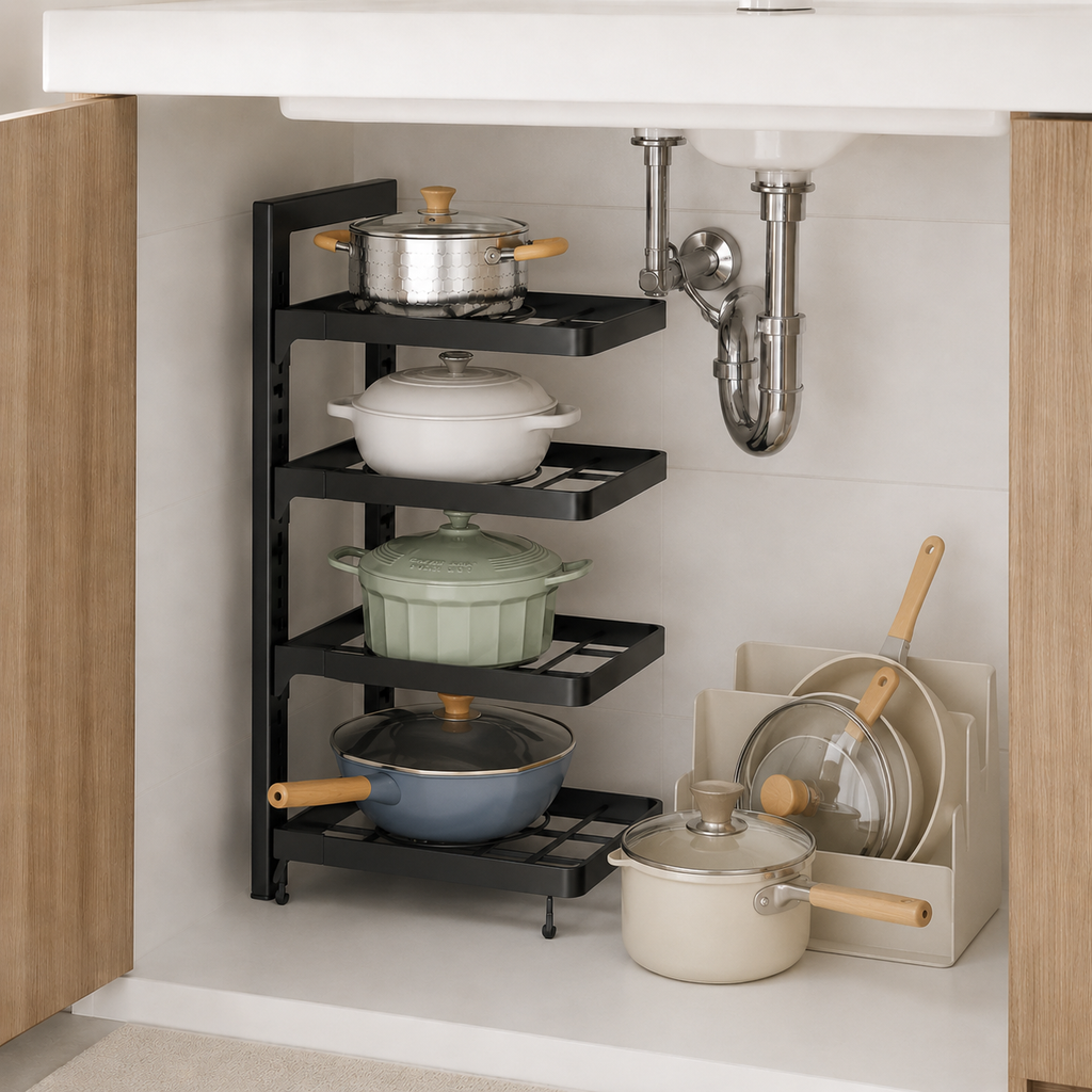 Adjustable Under-Sink Shelf
