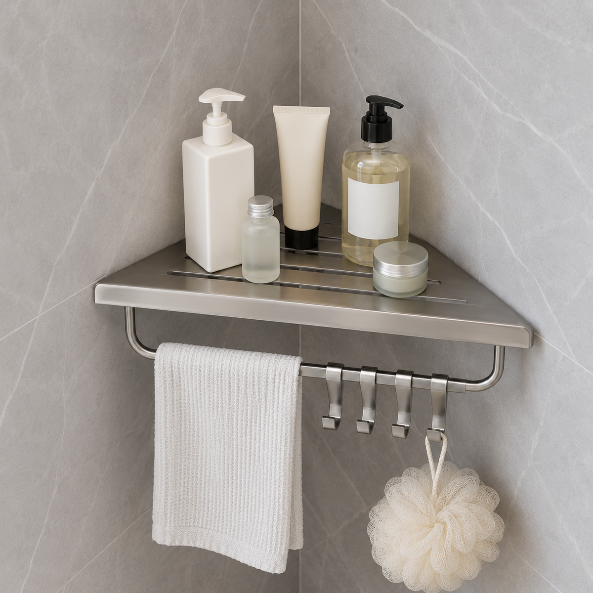 No-Drill Corner Shower Shelf