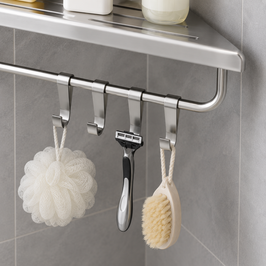 No-Drill Corner Shower Shelf