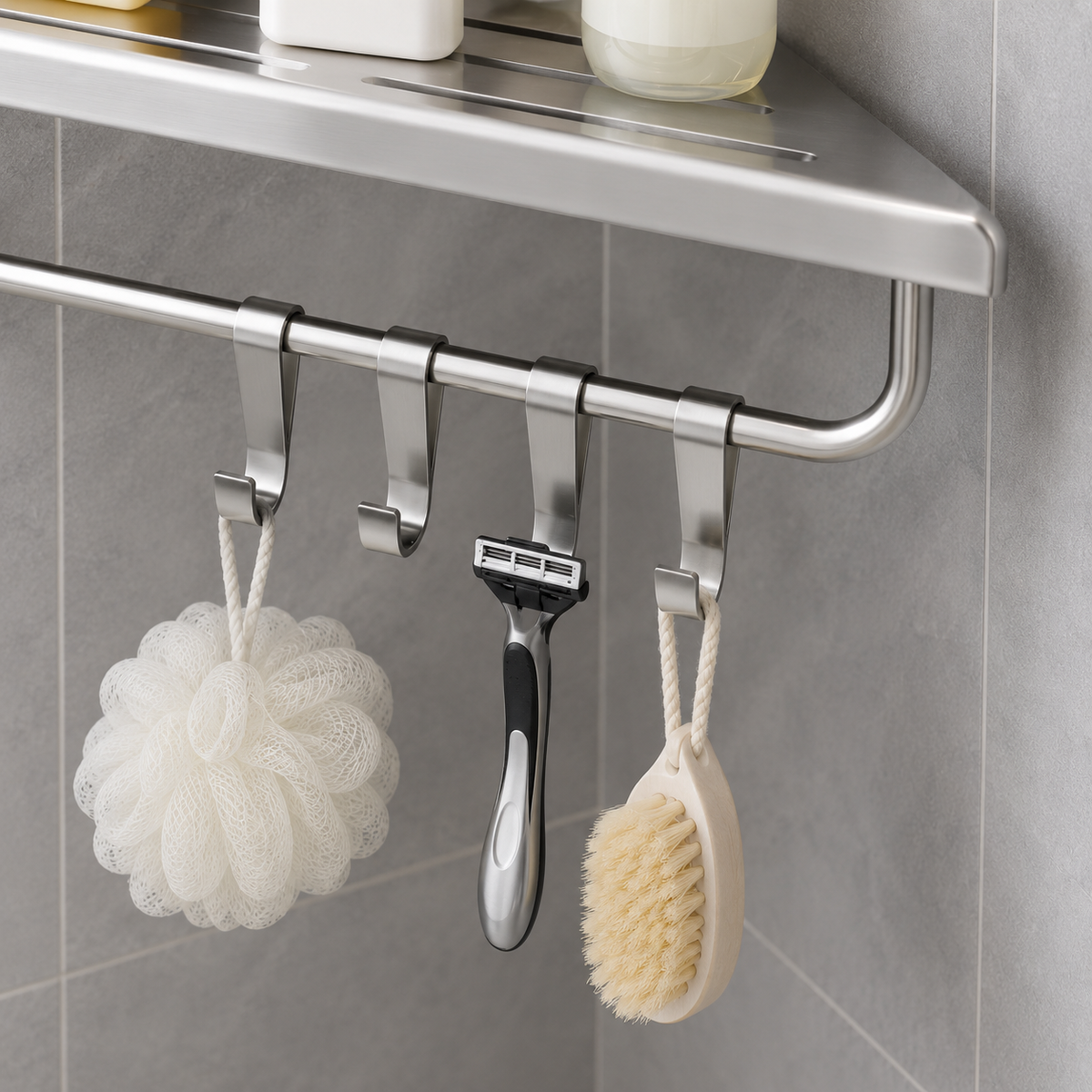 No-Drill Corner Shower Shelf