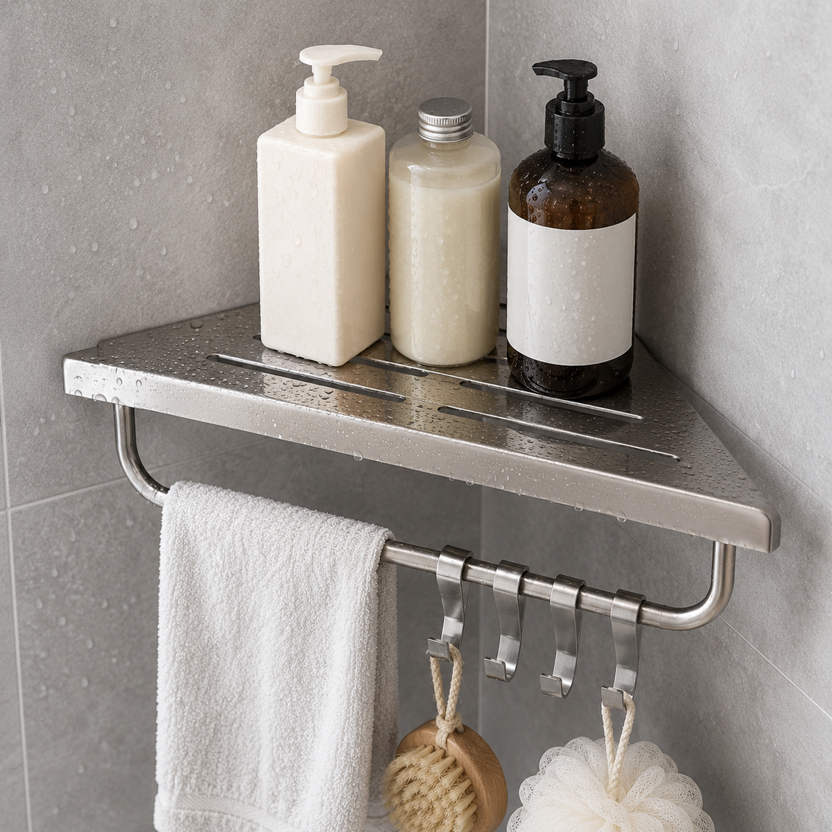 No-Drill Corner Shower Shelf