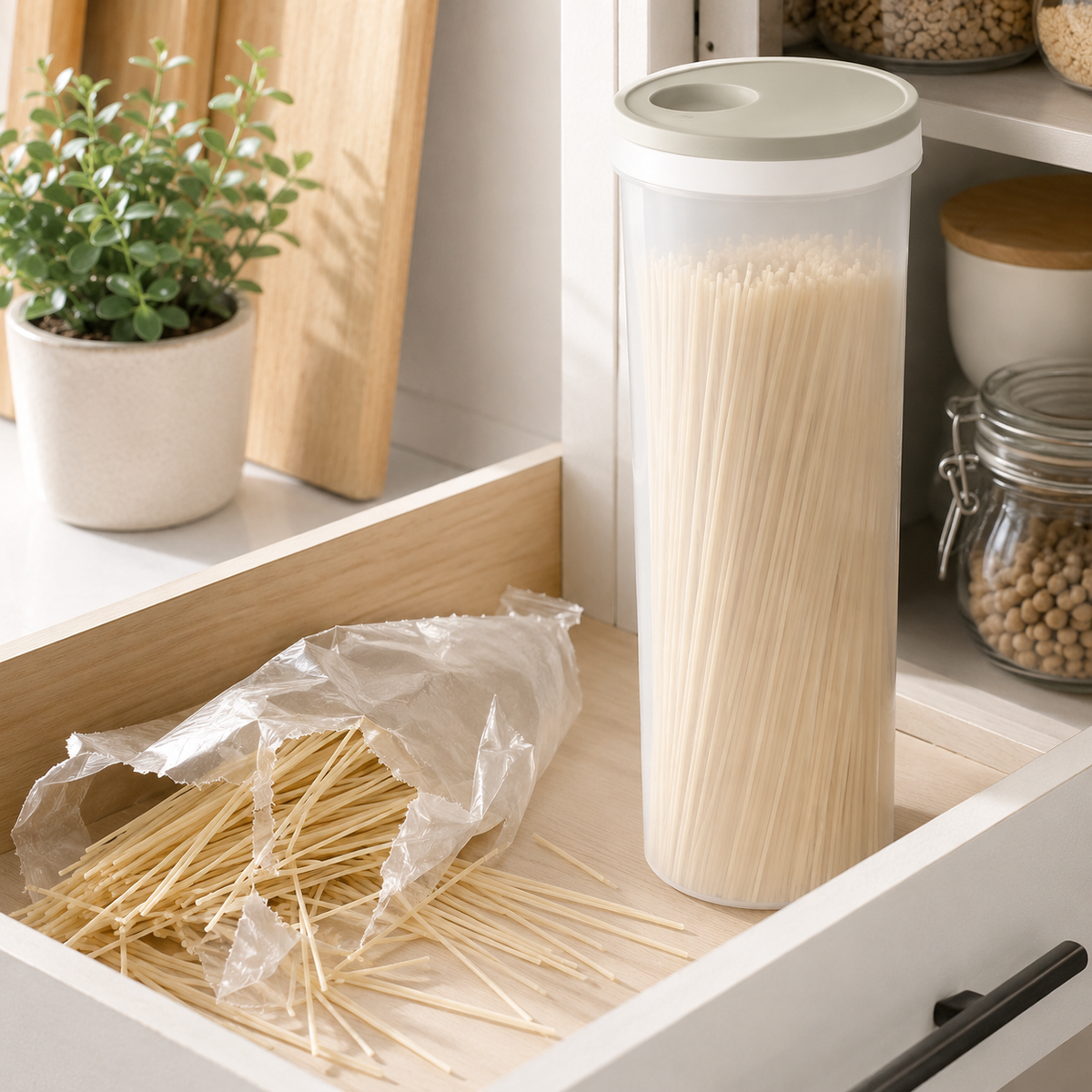 Divided Pasta Storage Canister
