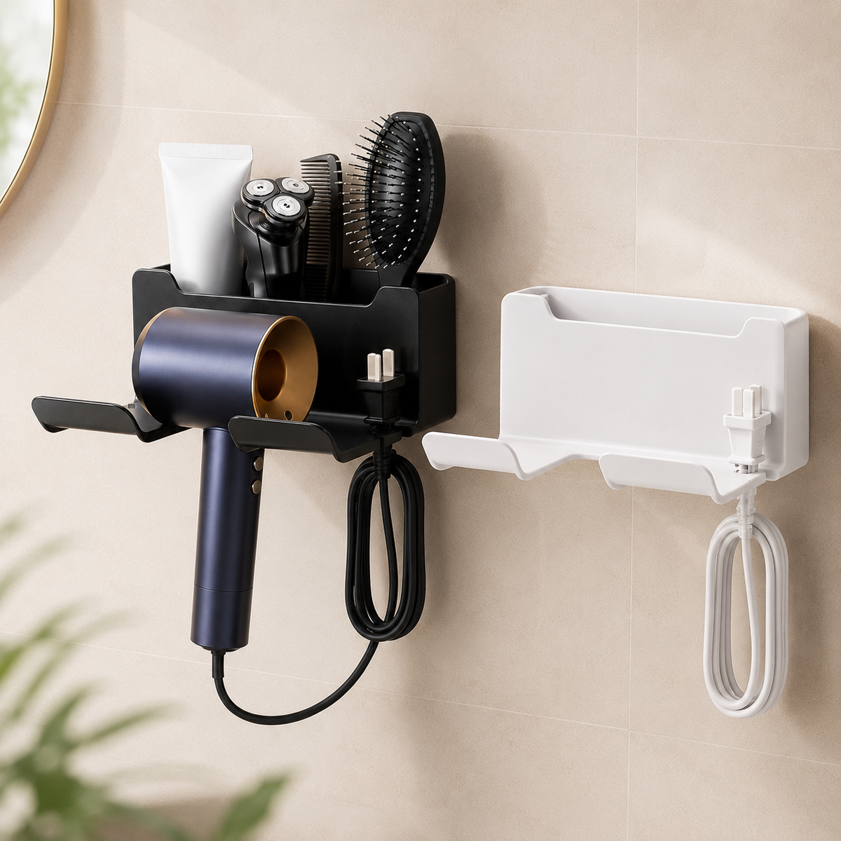 No-Drill Hair Dryer Holder & Vanity Caddy