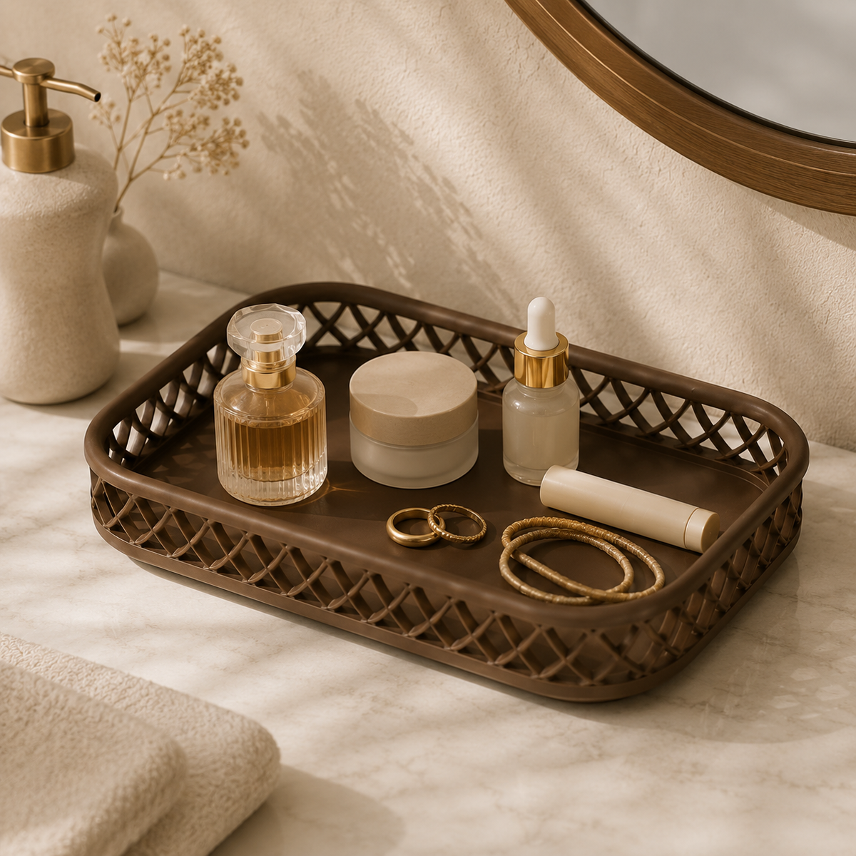 Woven-Lattice Desktop Catchall Tray