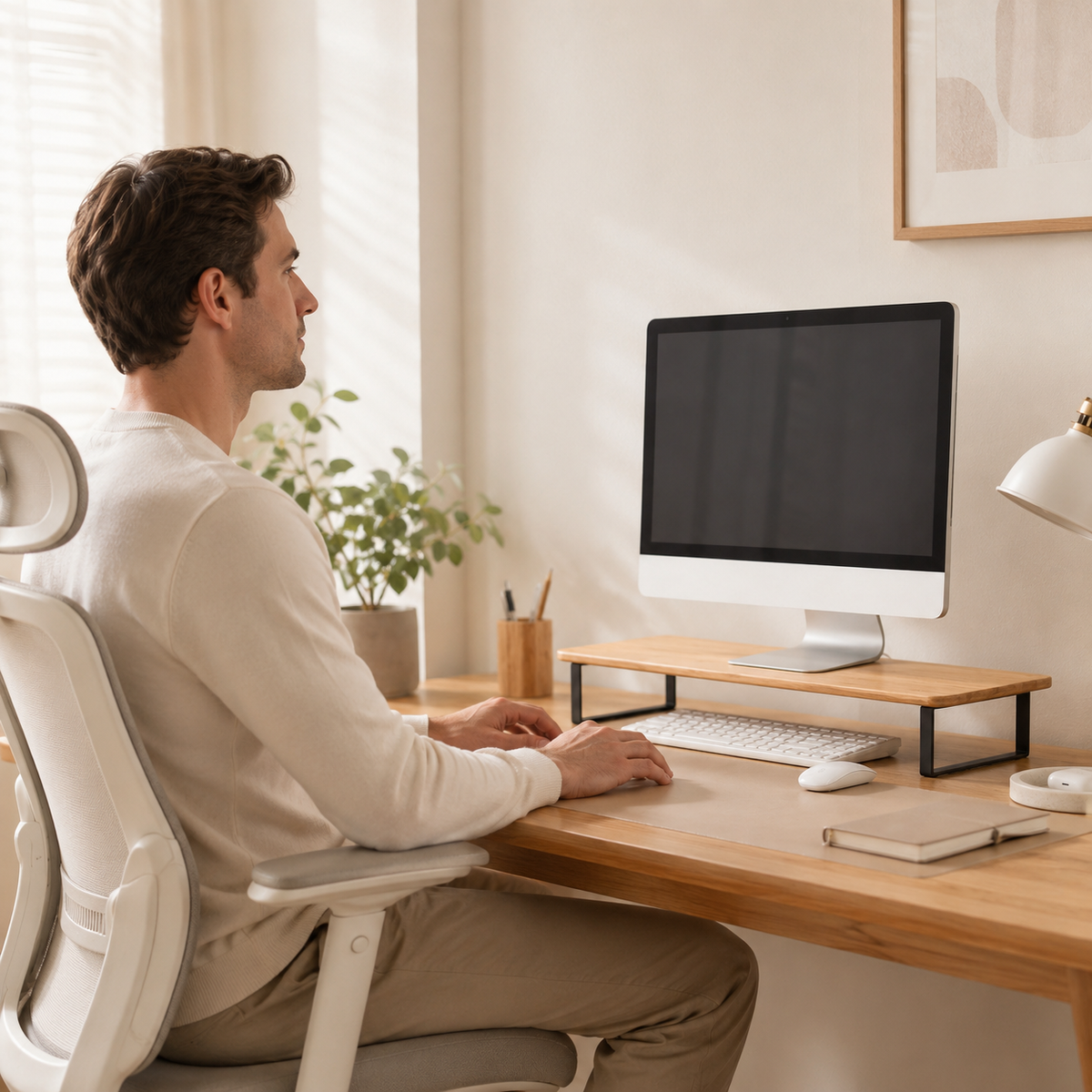 Bamboo Monitor Riser Desk Shelf