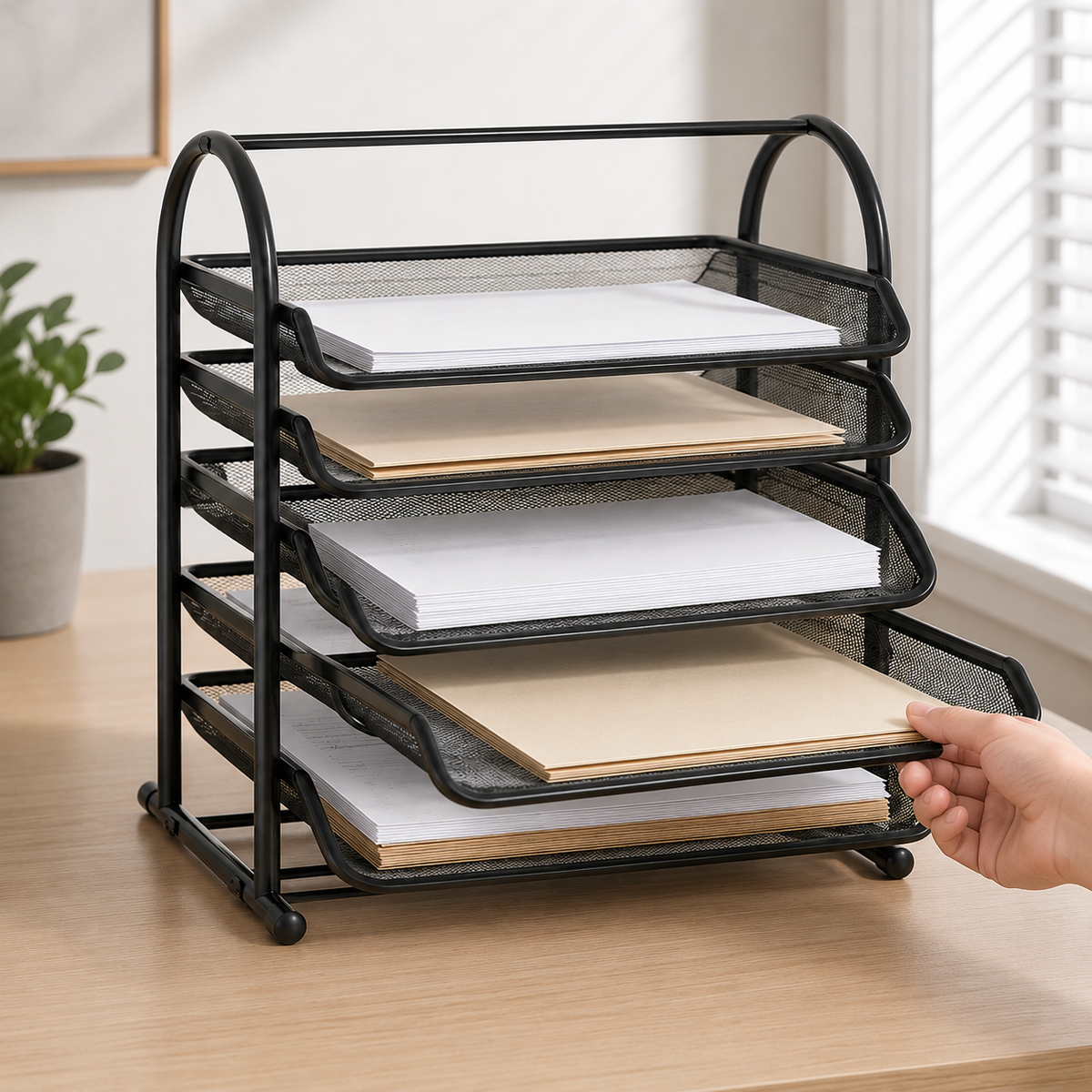Mesh Sliding Letter Tray Organizer