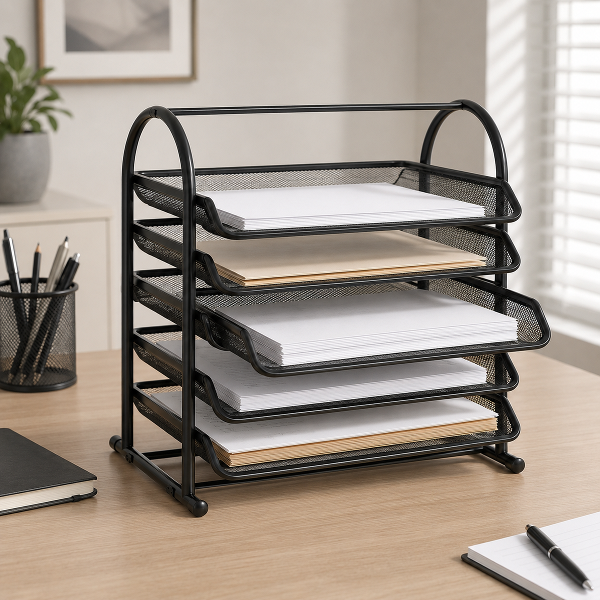 Mesh Sliding Letter Tray Organizer