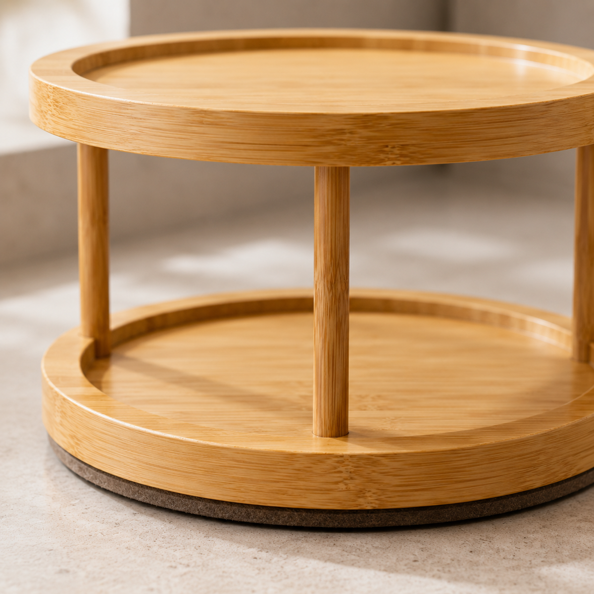 2-Tier Bamboo Lazy Susan Turntable