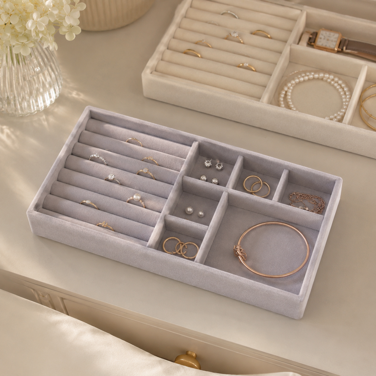 Velvet Jewelry Organizer Tray