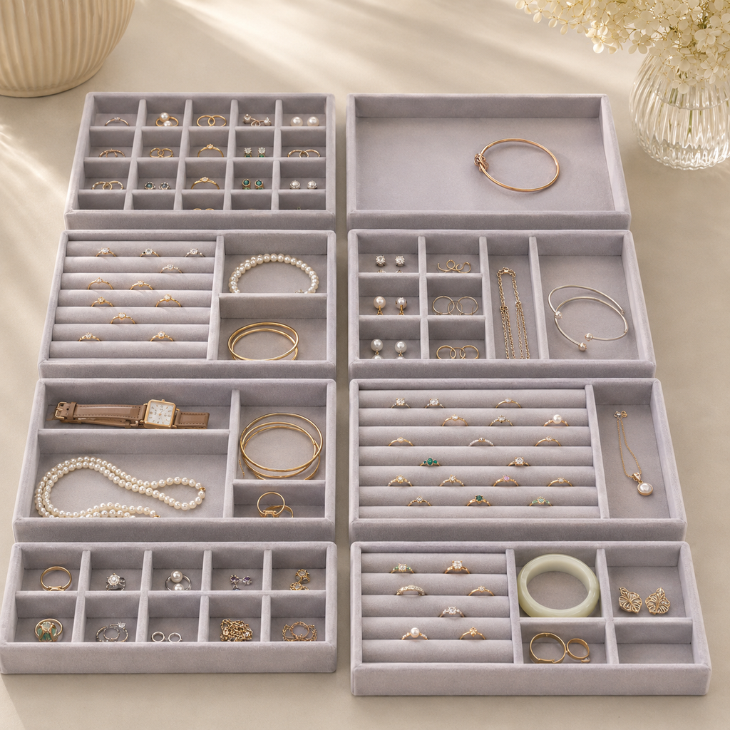Velvet Jewelry Organizer Tray