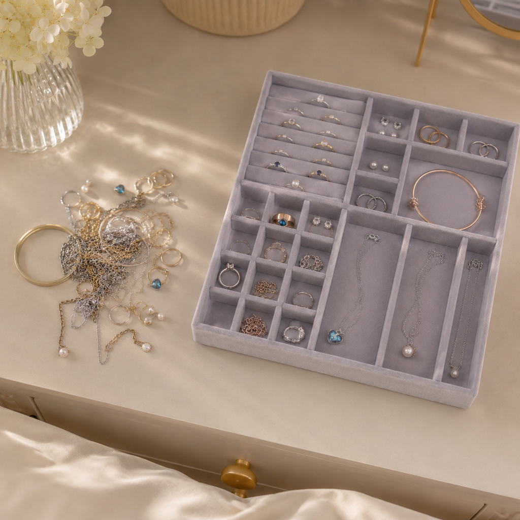 Velvet Jewelry Organizer Tray