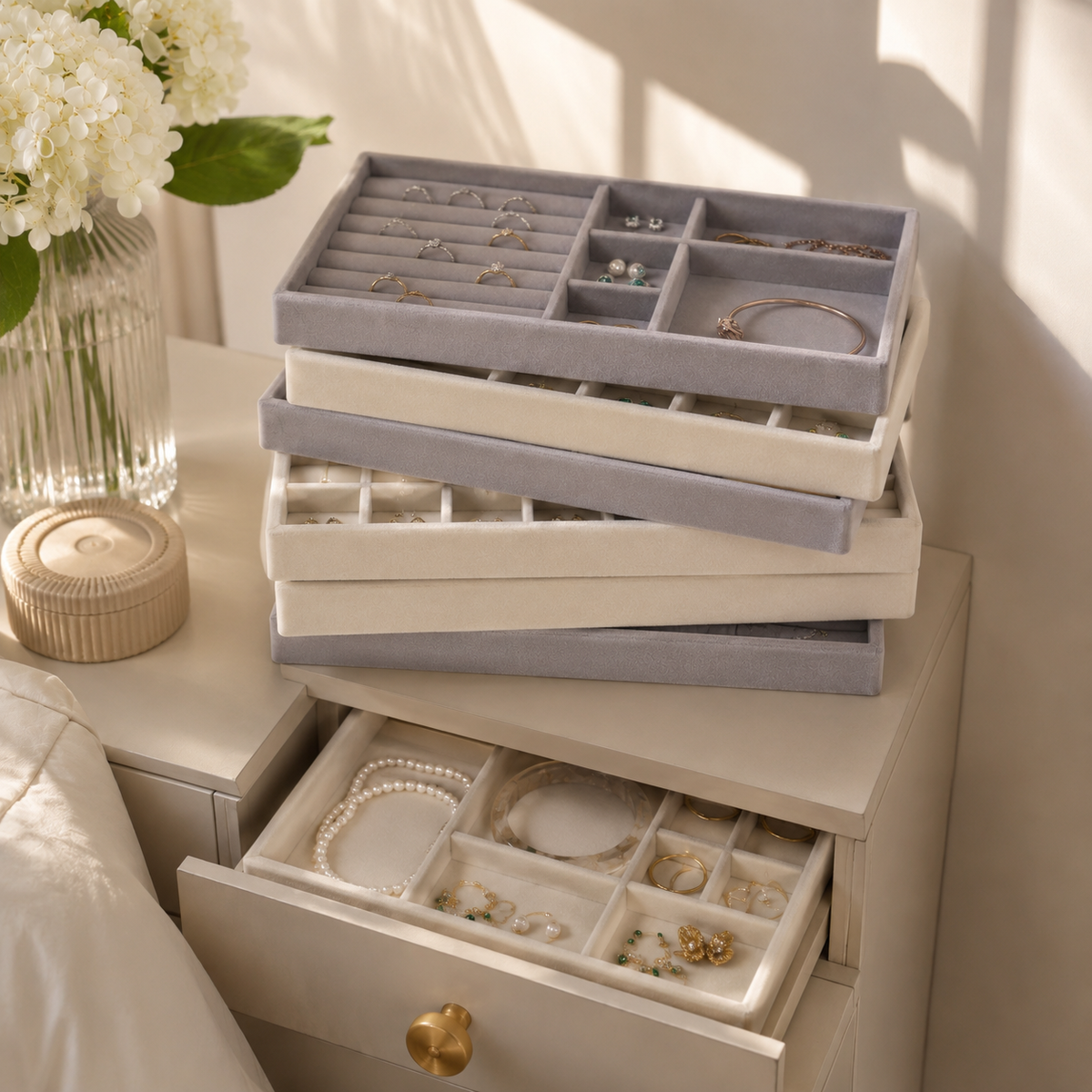 Velvet Jewelry Organizer Tray