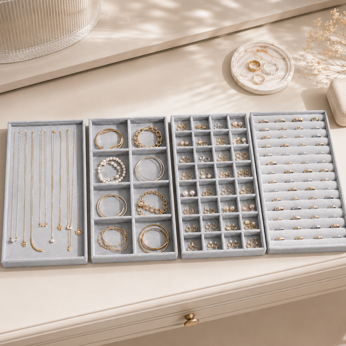 Stackable Velvet Jewelry Tray