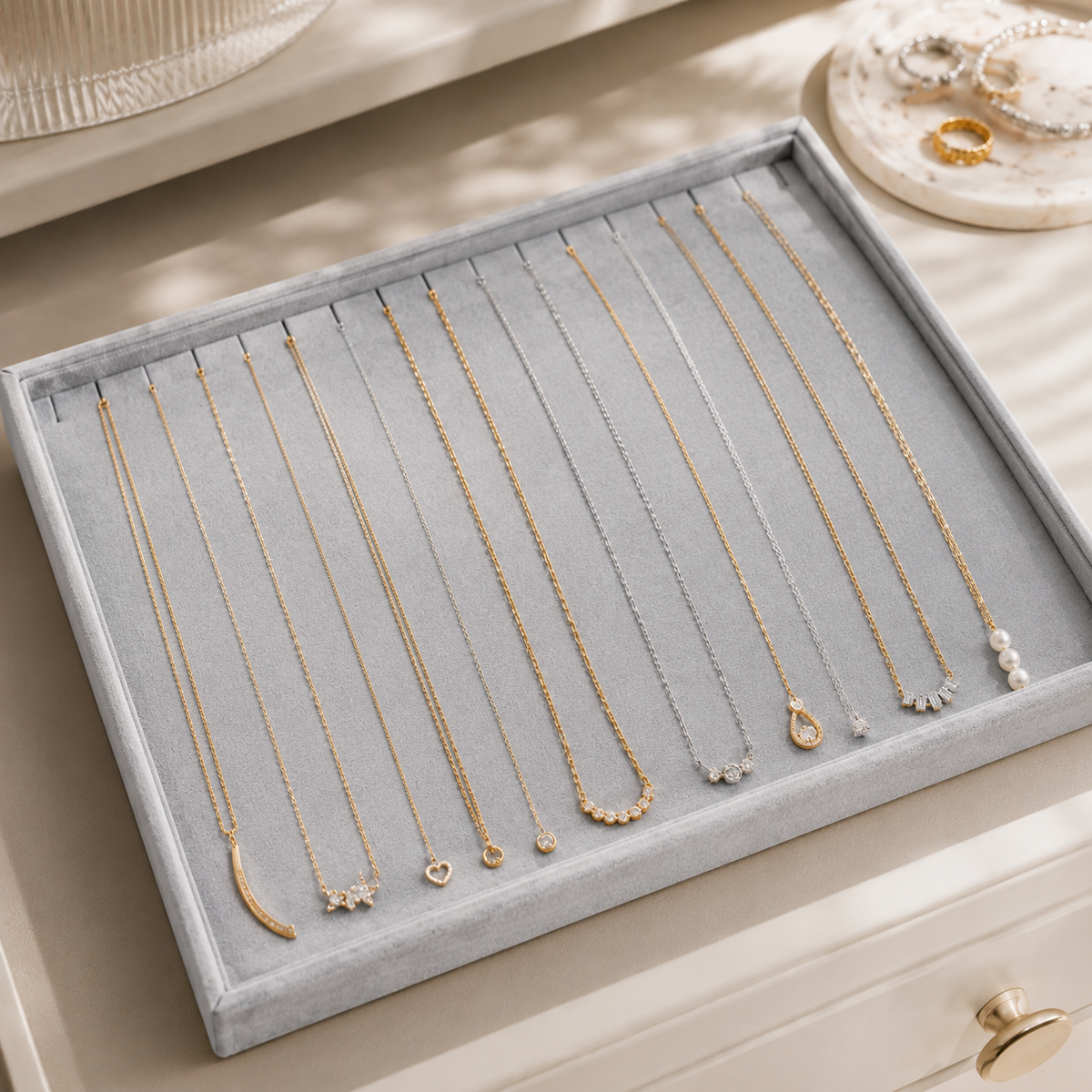 Stackable Velvet Jewelry Tray