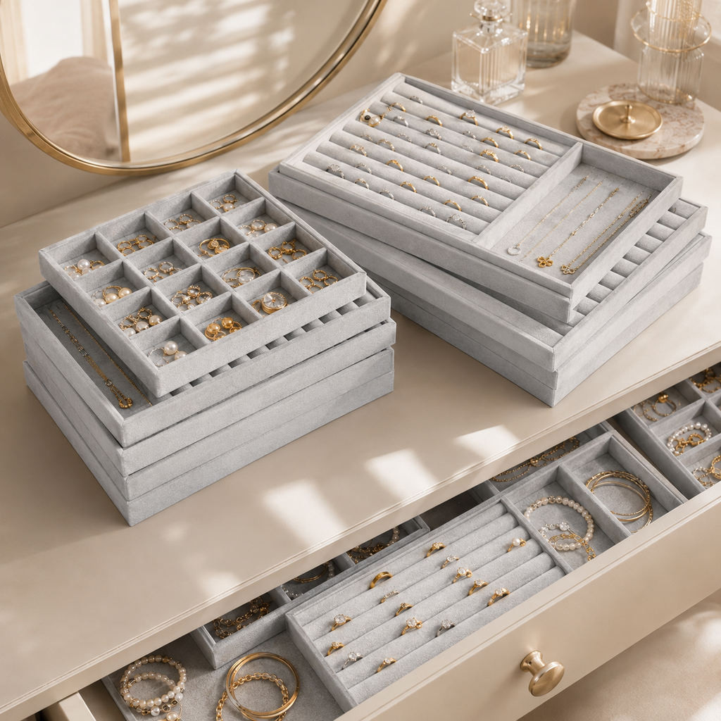Stackable Velvet Jewelry Tray