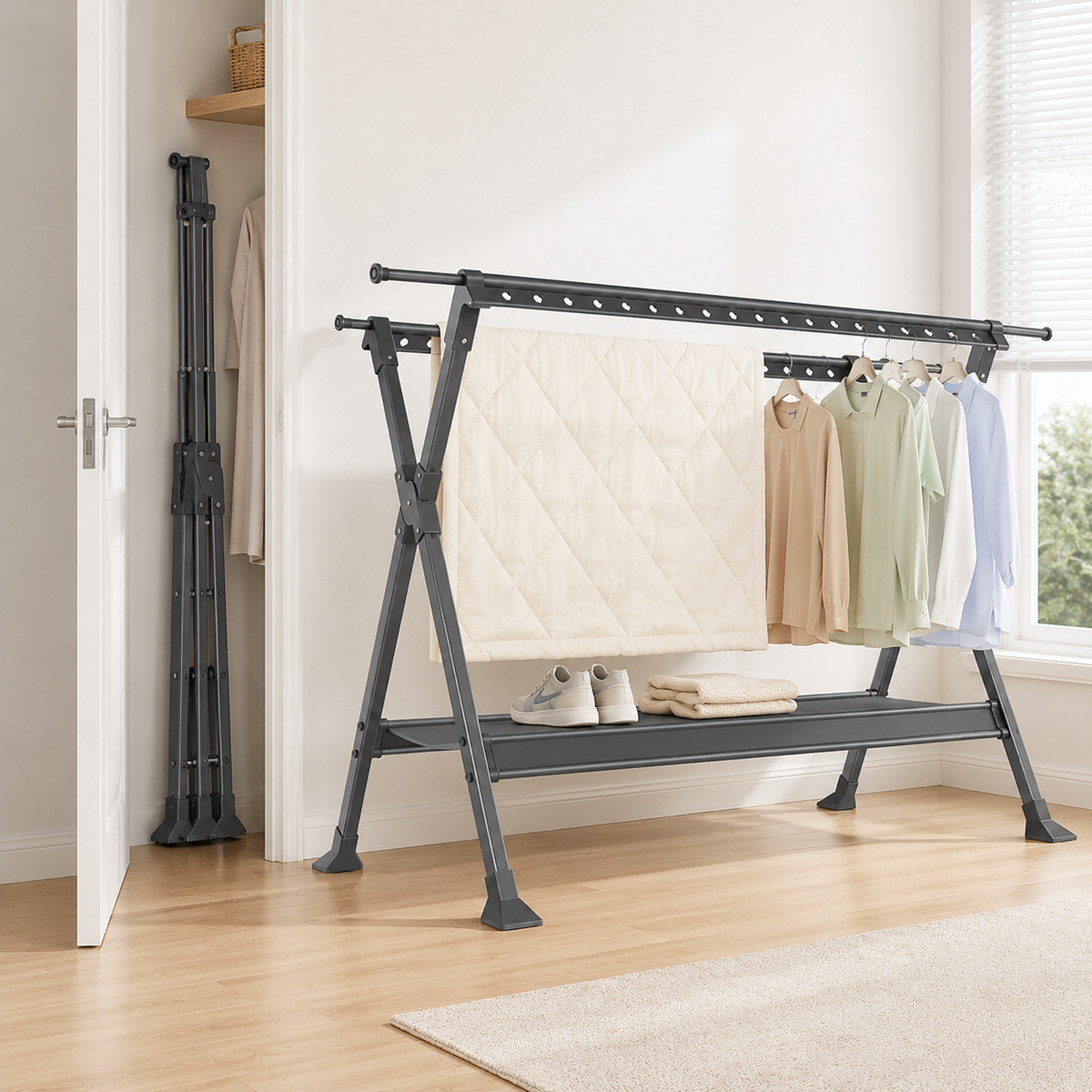 Foldable X-Frame Floor Drying Rack