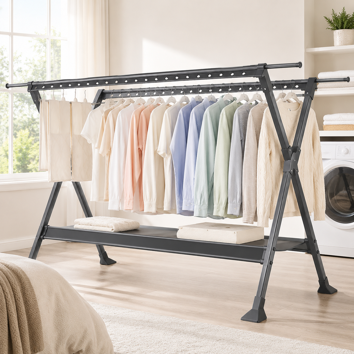 Foldable X-Frame Floor Drying Rack