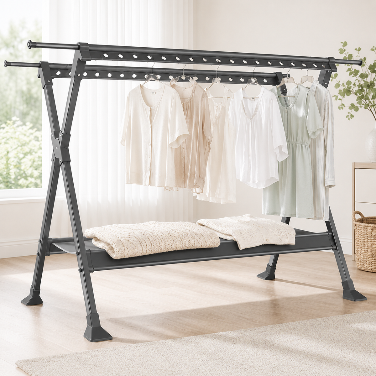 Foldable X-Frame Floor Drying Rack