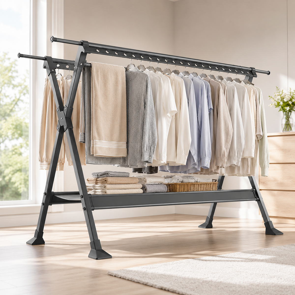 Foldable X-Frame Floor Drying Rack