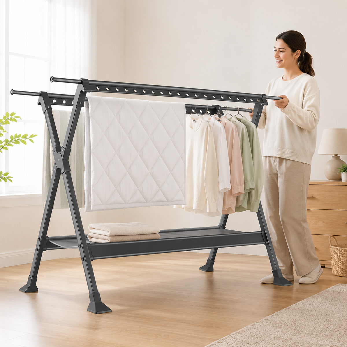 Foldable X-Frame Floor Drying Rack