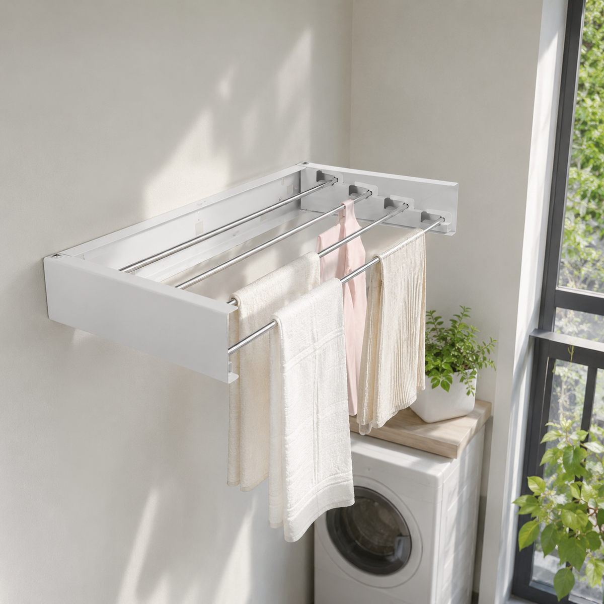 Wall-Mounted Retractable Drying Rack