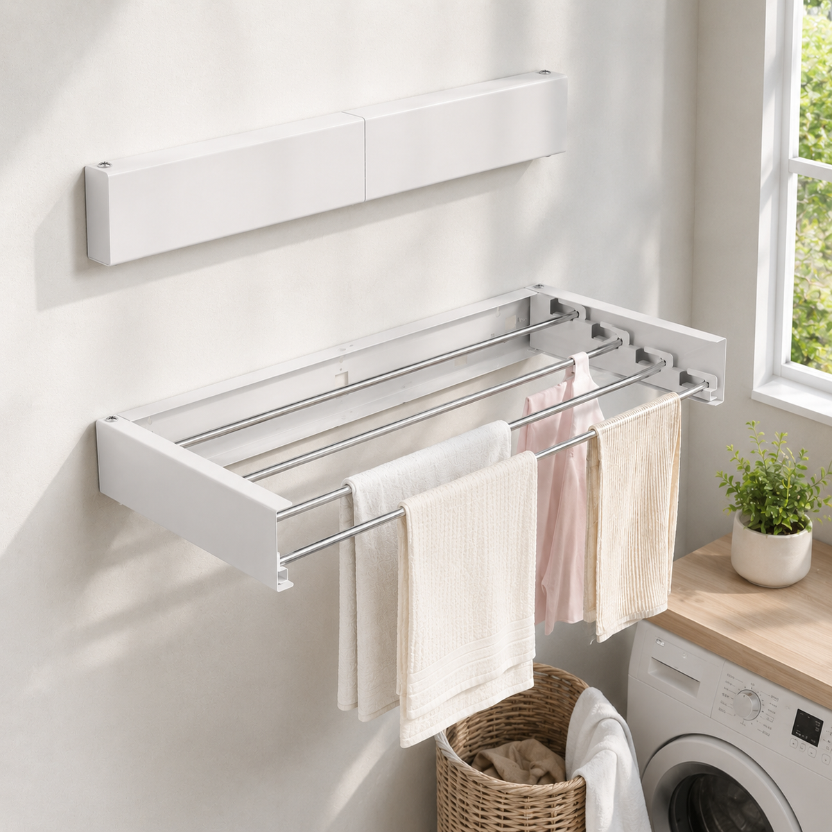 Wall-Mounted Retractable Drying Rack