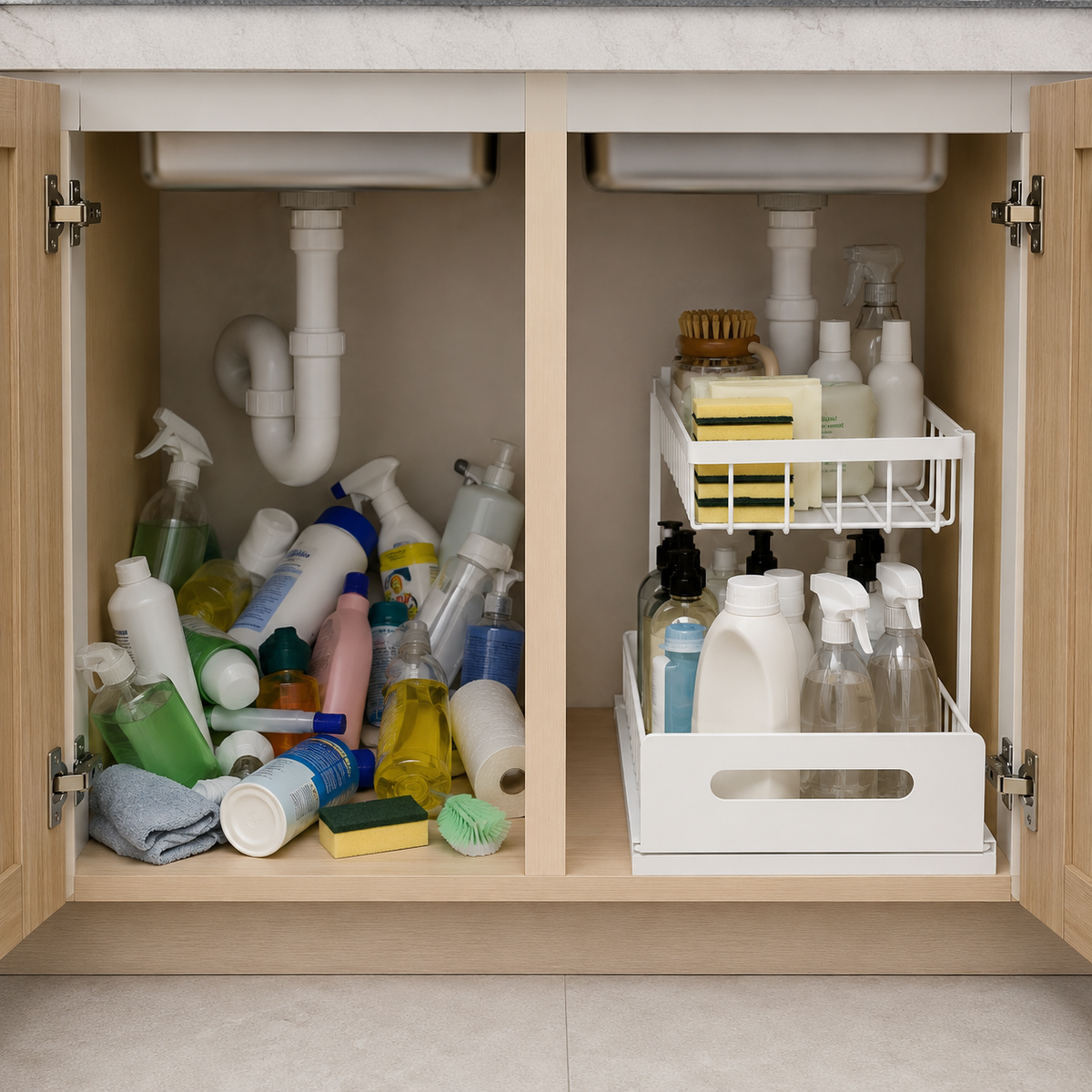2-Tier Sliding Under-Sink Organizer