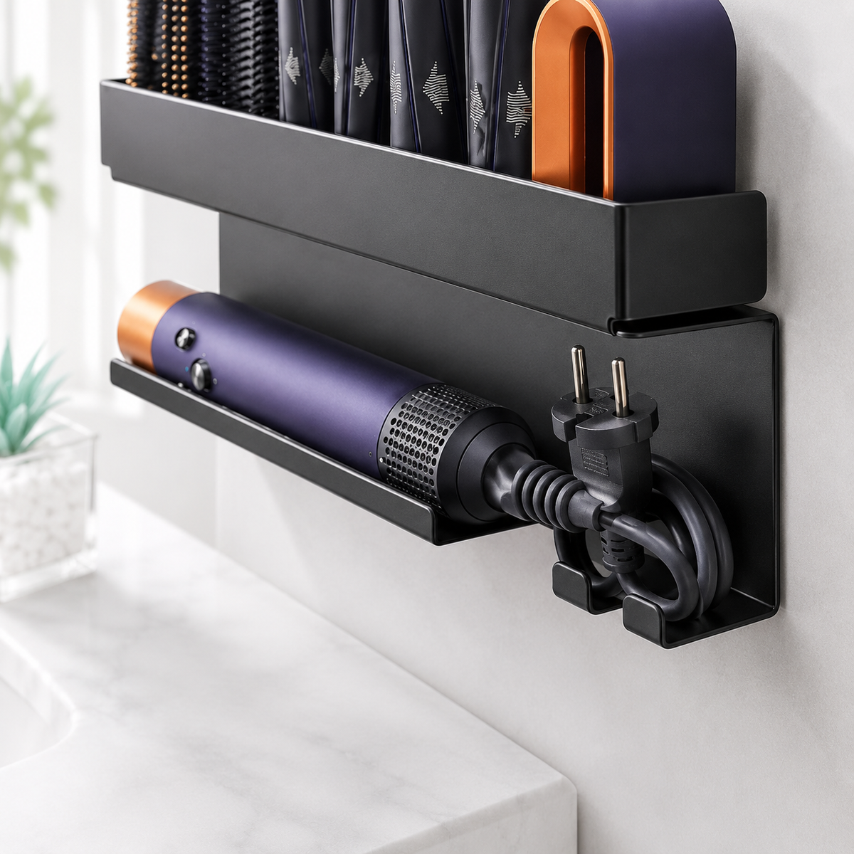No-Drill Hair Tool Organizer Shelf