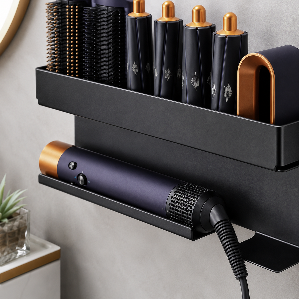 No-Drill Hair Tool Organizer Shelf