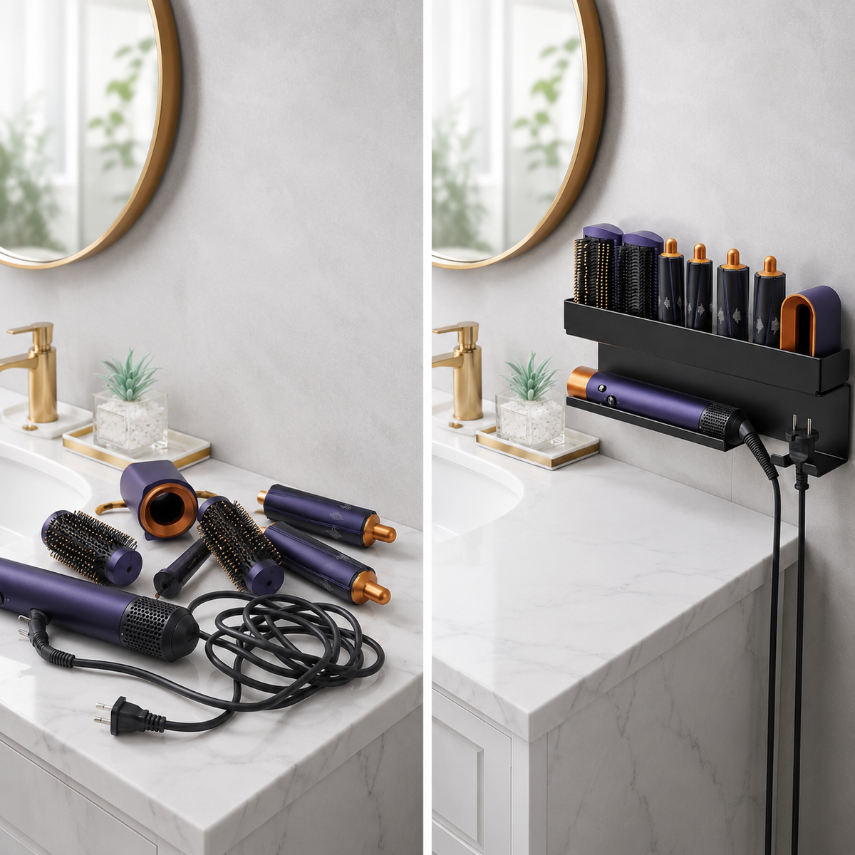 No-Drill Hair Tool Organizer Shelf