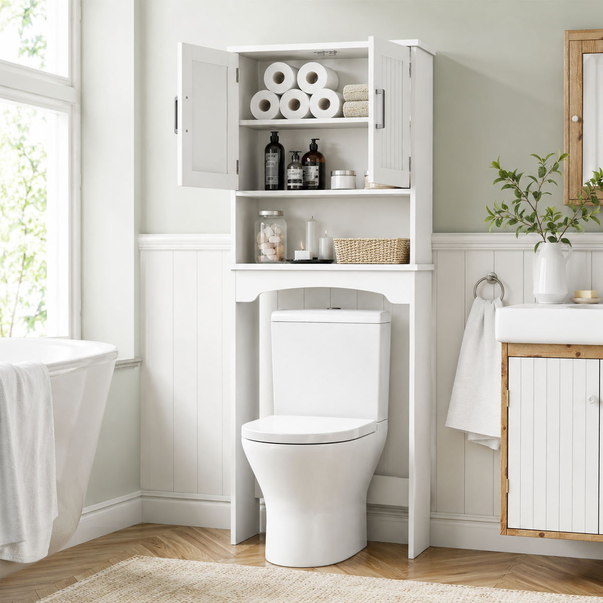 Over-Toilet Storage Cabinet with Double Doors