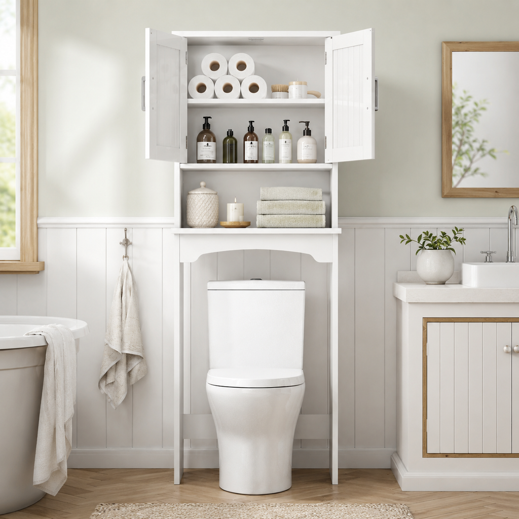 Over-Toilet Storage Cabinet with Double Doors