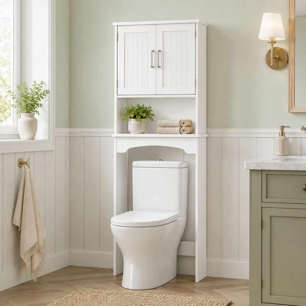 Over-Toilet Storage Cabinet with Double Doors