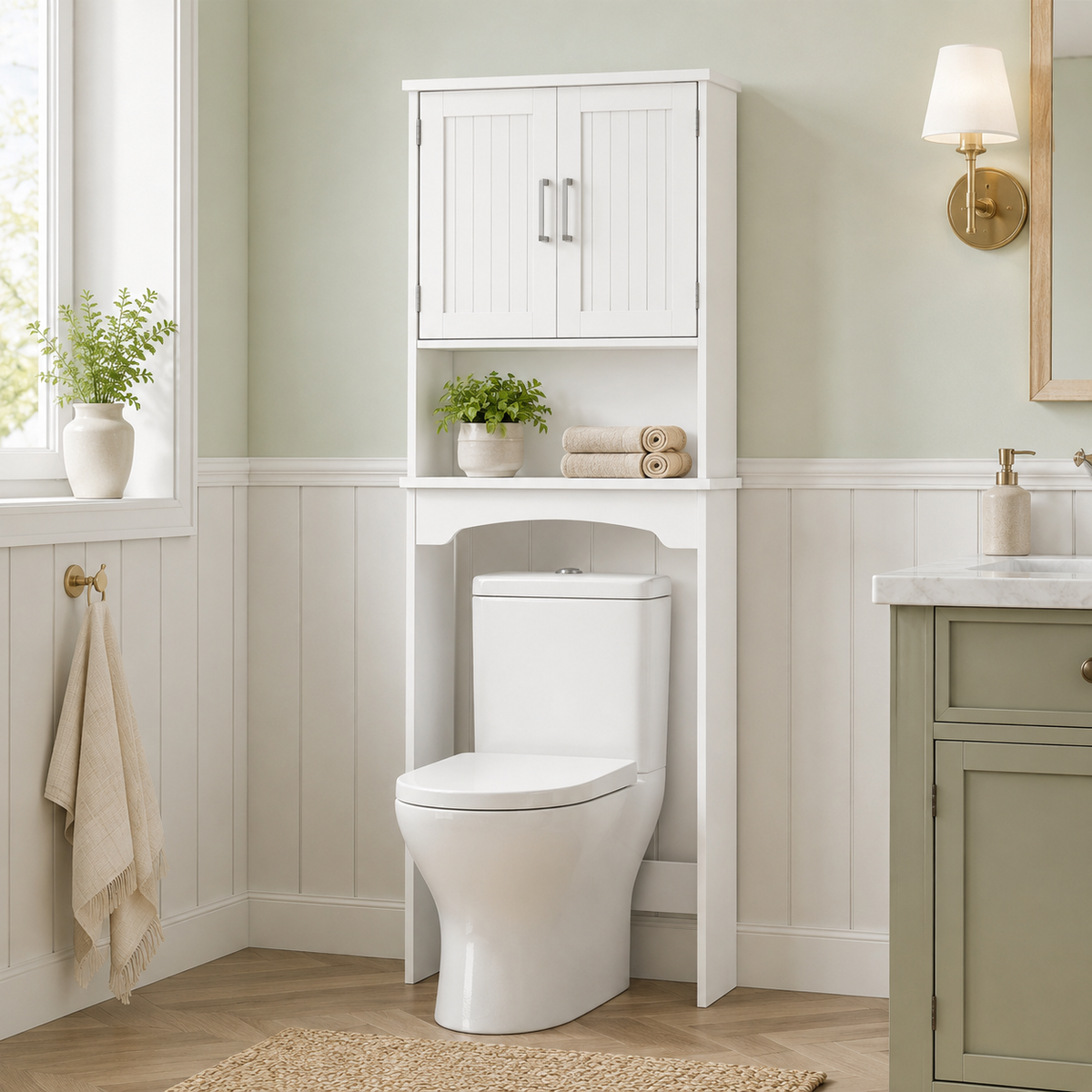 Over-Toilet Storage Cabinet with Double Doors