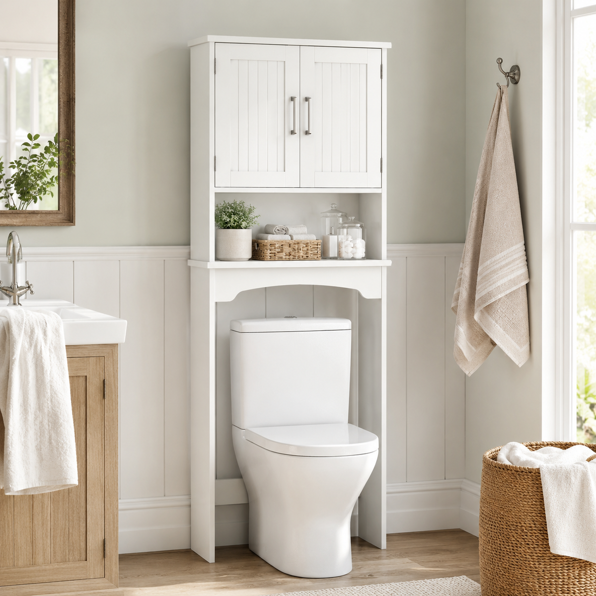 Over-Toilet Storage Cabinet with Double Doors