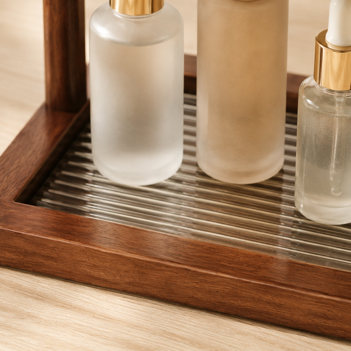 2-Tier Walnut Bamboo Countertop Shelf