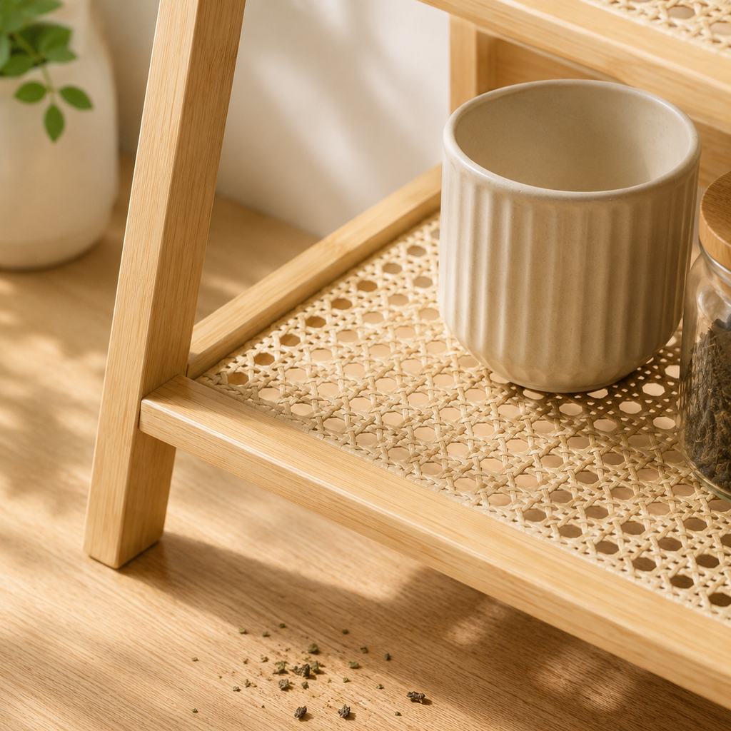 2-Tier Bamboo Ladder Countertop Shelf