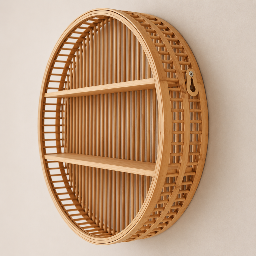 Round Bamboo Wall Shelf