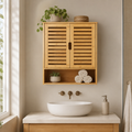Bamboo Wall Cabinet with Louvered Doors