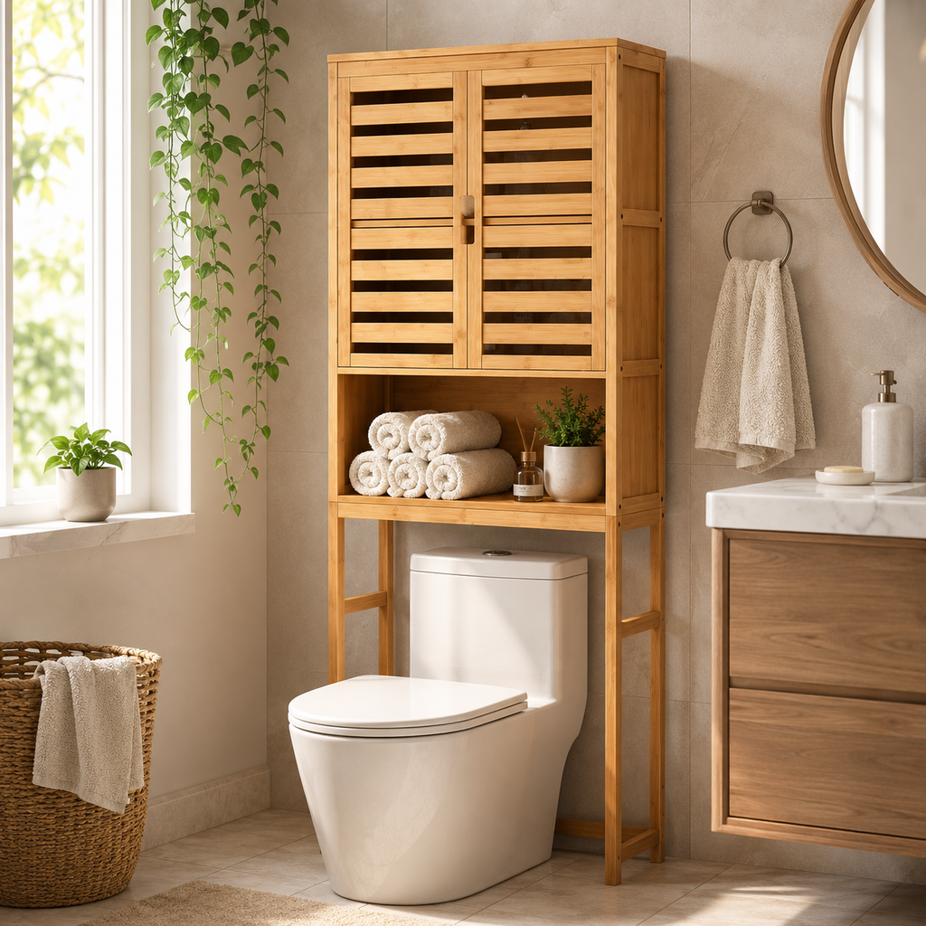 Bamboo Over-Toilet Storage Cabinet