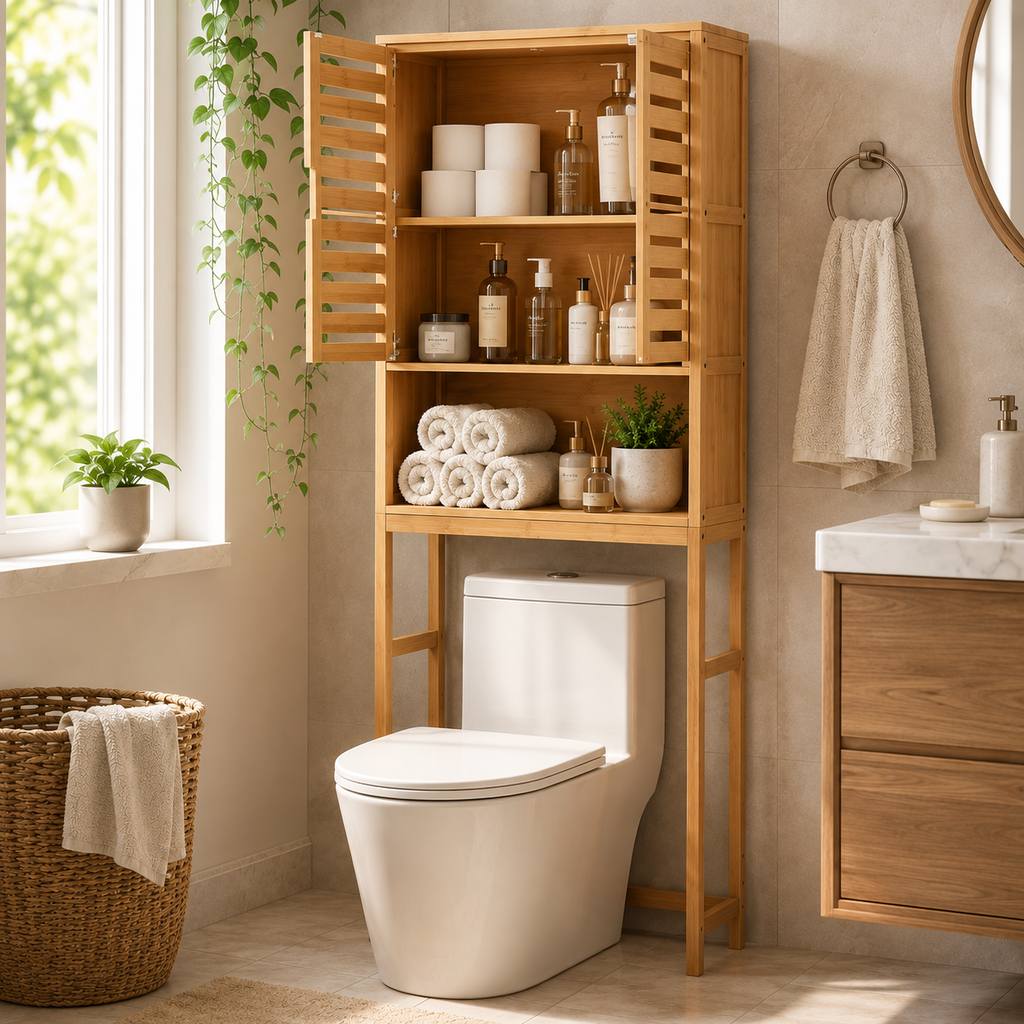 Bamboo Over-Toilet Storage Cabinet