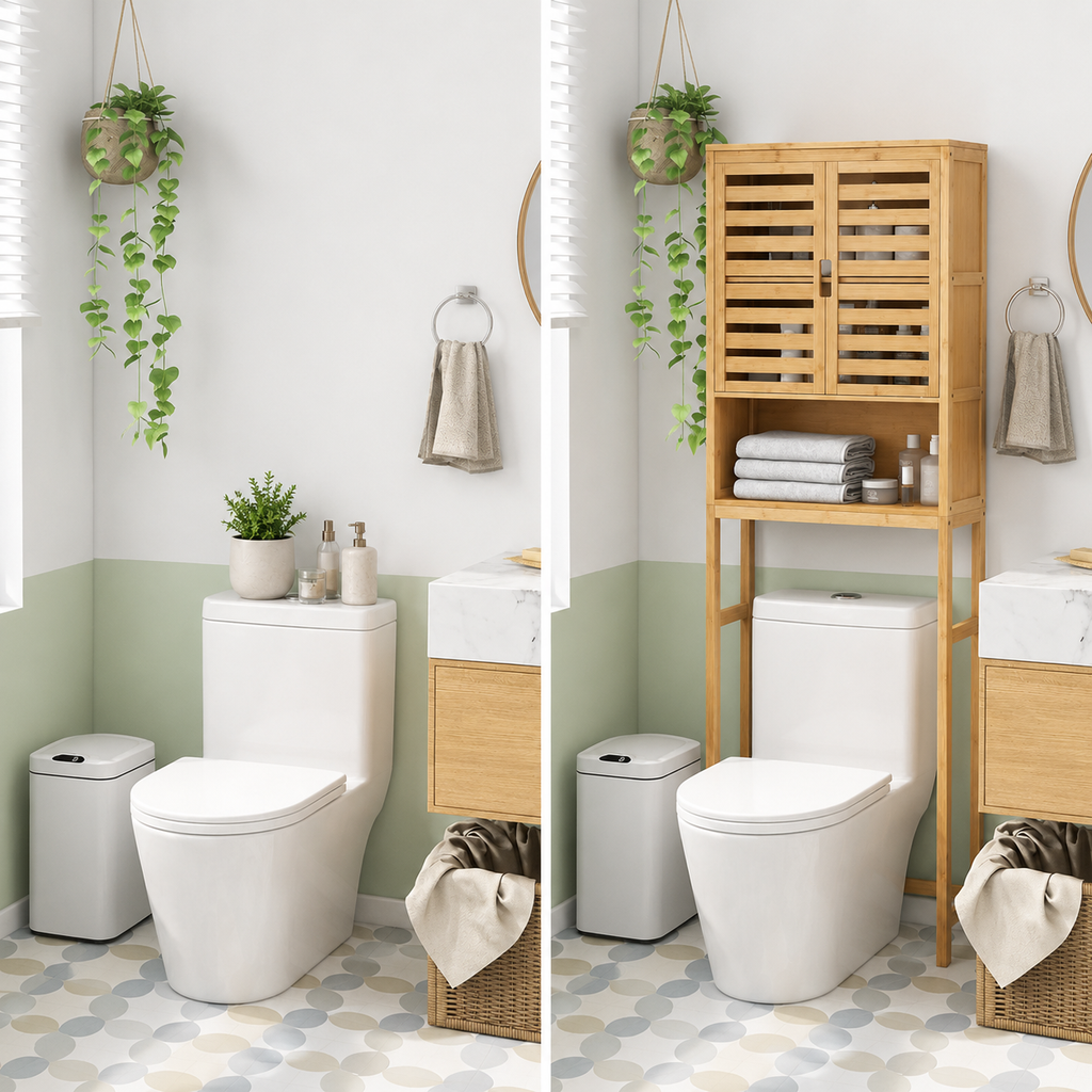 Bamboo Over-Toilet Storage Cabinet